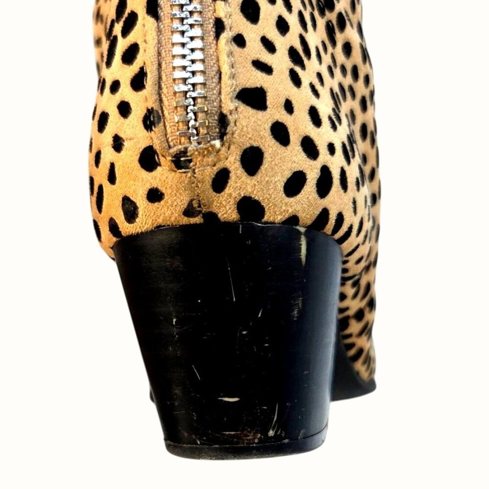 Qupid Mystique Cheetah Animal Print Vegan Suede Block Heel Pointed Ankle Booties - Picture 9 of 10